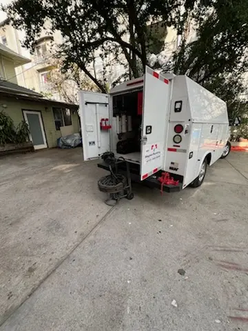 Magnet Plumbing service vehicle on-site for Water Heater Repair in Guadalupe